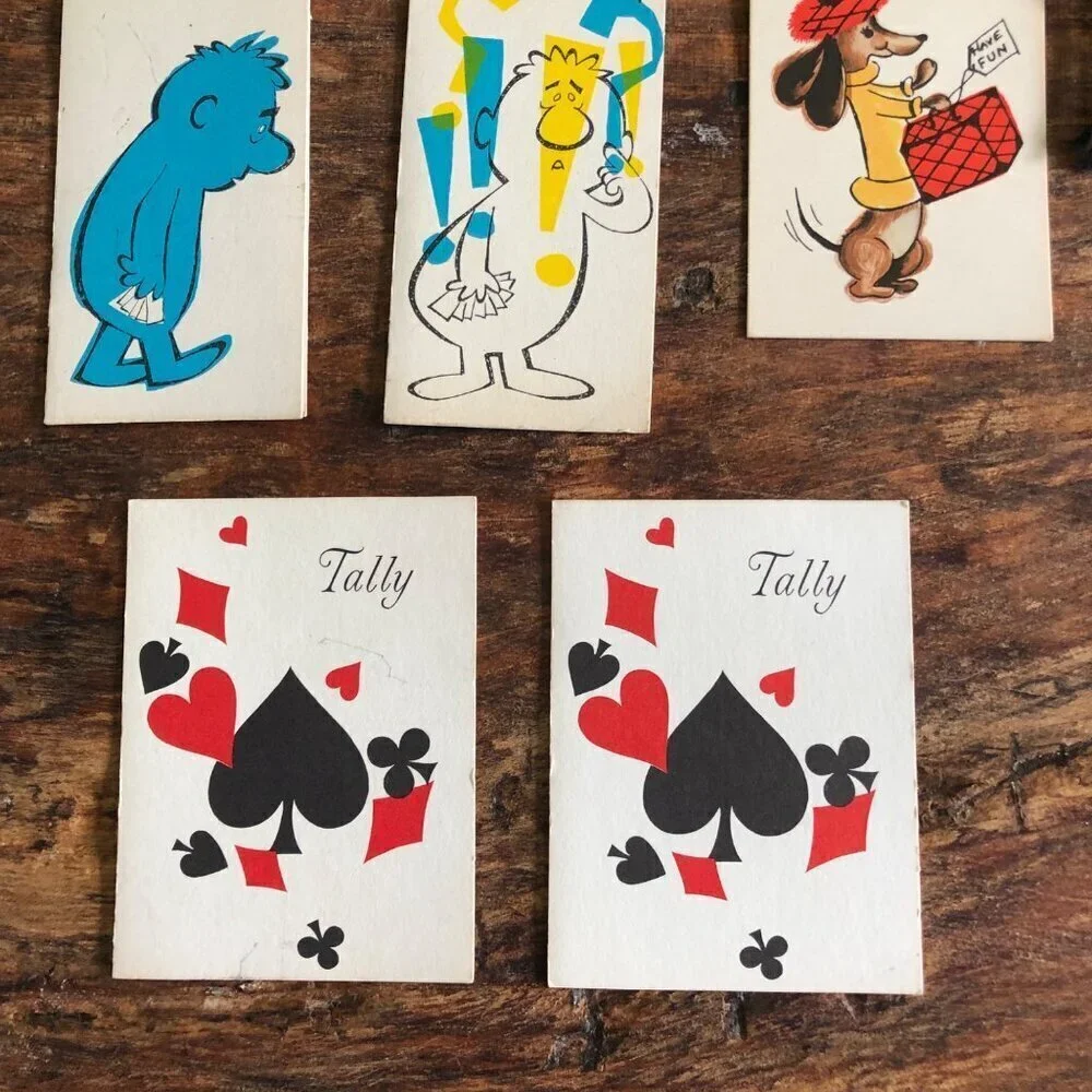 Vtg Bridge Tally Cards Lot 11 Poodle Dog‎ Bride Jokes 1960s Hallmark Gibson New